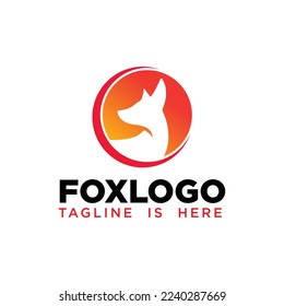 Fox logo design with fox silhouette and abstract gradient circular shape.  Logo design Tamplet Vectors, Illustrations