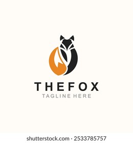 Fox logo design simple and minimalist template. abstract animal Fox tail illustration