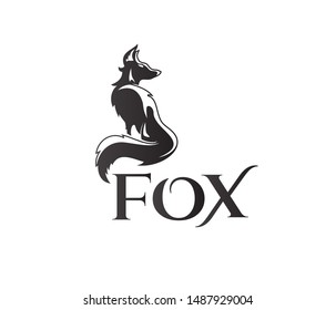 fox logo design template. animal silhouette vector illustrations