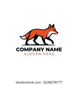 Fox logo design template, hand drawn design, isolated on white background