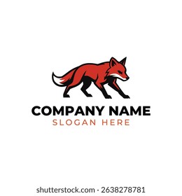 Fox logo design template, hand drawn design, isolated on white background