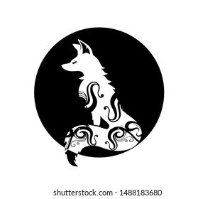 fox logo design template with luxury and premium style. animal silhouette vector illustrations