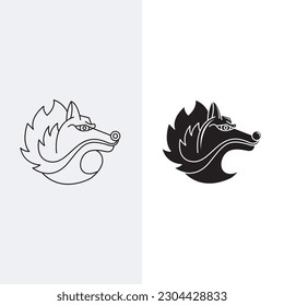 Fox Logo Design Template Zeichen. Monogramm Stil und Silhouette stylisch.