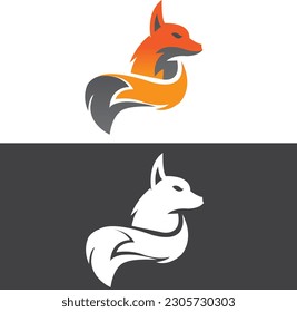 Fox logo design with vector file. Fox icon design. Fox initial alphabet logo design. Logo design  orange and grey. Fox in vector file.