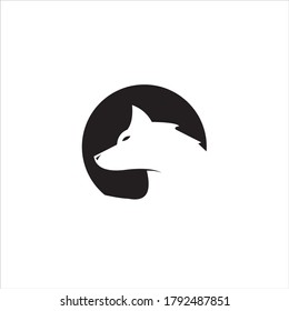 Fox Logo design vector template negative space. Creative Wild Animal in circle Logotype concept icon