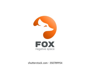 Fox Logo design vector template negative space.
Creative Wild Animal in circle Logotype concept icon.