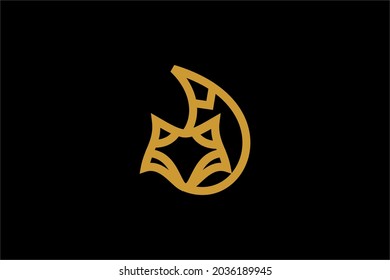 Fox logo design vector. Wild animal illustration symbol. Gold fox outline vector icon.