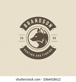 Fox logo emblem vector illustration. Outdoor adventure leisure, fox head silhouette shirt, print stamp. Vintage typography badge design.