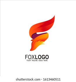 Fox logo, F logo with animal design template, Letter F icon 