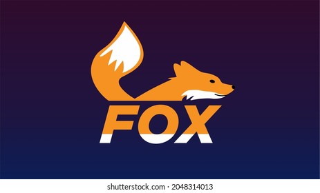 Fox-Logo mit flauschigem Schwanz, Fuchslogo, Fuchssymbol, Fuchsschwanz und Ohren
