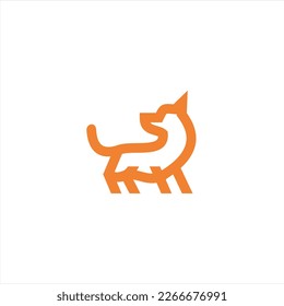 The fox logo formed with lines and shapes of different thickness creates a fox logo in orange color.