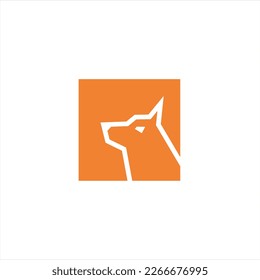 The fox logo formed with lines and shapes of different thickness creates a fox logo in orange color.