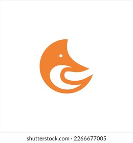 El logo de zorro formado con líneas y formas de diferente espesor crea un logo de zorro de color naranja.