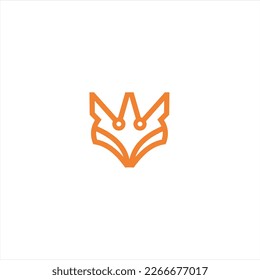 El logo de zorro formado con líneas y formas de diferente espesor crea un logo de zorro de color naranja.
