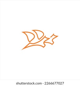 El logo de zorro formado con líneas y formas de diferente espesor crea un logo de zorro de color naranja.