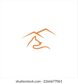 The fox logo formed with lines and shapes of different thickness creates a fox logo in orange color.