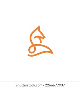 The fox logo formed with lines and shapes of different thickness creates a fox logo in orange color.