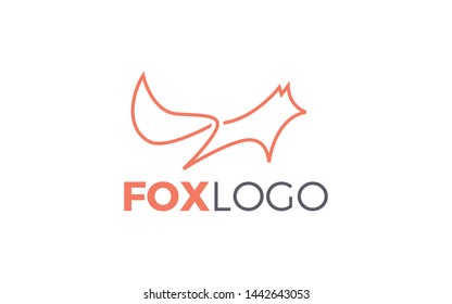 Fox logo formed with simple line in orange color