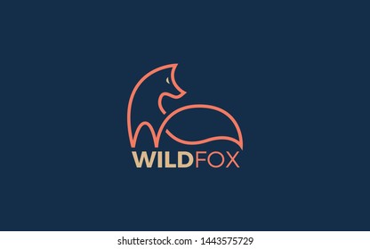 Fox logo formed with simple line in orange color