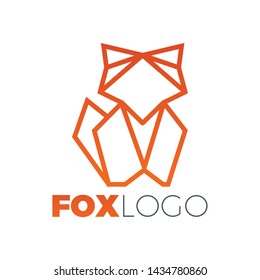 Fox Logo Formed with Simple Lines In Orange Color