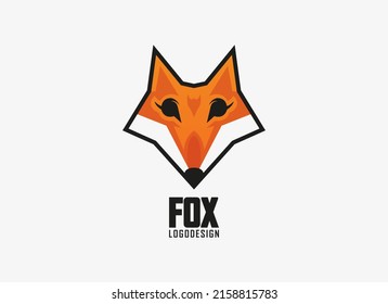 Fox Logo. Geometric Shape Head Fox Isolated on White Background. Flat Vector Design Template Element. 
