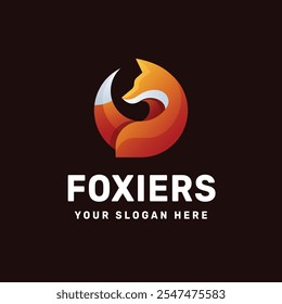Fox logo gradient colorful vector icon illustration