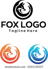 Fox logo fox head design with editable vector file