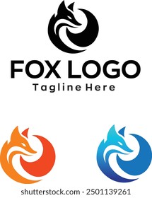 Fox logo fox head design with editable vector file