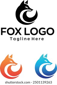 Fox logo fox head design with editable vector file