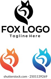 Fox logo fox head design with editable vector file