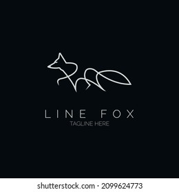 fox logo icon line style template design for brand or company and other