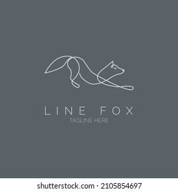 fox logo icon line style template design for brand or company and other