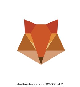 Fox logo icon sign Brave sly tricky face symbol Triangle head shape emblem Modern geometric game design Cartoon children's style Fashion print clothes apparel greeting invitation card cover flyer  ad