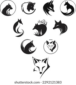 fox logo illustration. 10 vector logo set. 