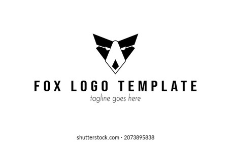 Fox logo inspiration design element. Fox vector illustration black and white logo for gaming or e sports company. Brand identity animal logo design.