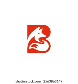 Fox Logo with letter B Design. Sporty Simple creative Logo Design.