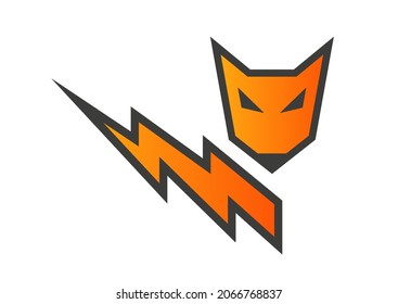 Fox logo. Lightning logotype. Animal icon. Fox way sign. Web banner. Vector design illustration. 