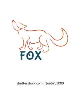 fox logo line gradient minimalist vector