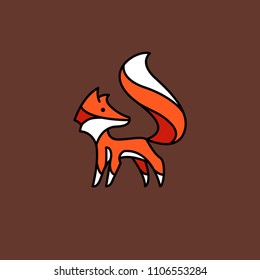Fox logo of lines on brown background