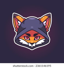 fox logo mascot, illustration of a fox character mascot logo wearing a cool hoodie. e-sport logo.