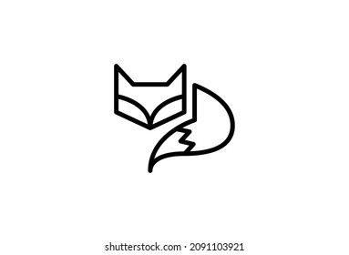 Fox Logo Minimal Symbol Design. Vector Logo Template. A modern and trendy vector emblem of a fox with a head and a tail in geometric and playful design style. EPS10