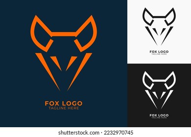 Fox logo minimalist design. modern shape unique head fox logo design