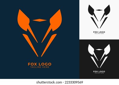 Fox logo minimalist design. modern shape unique head fox logo design