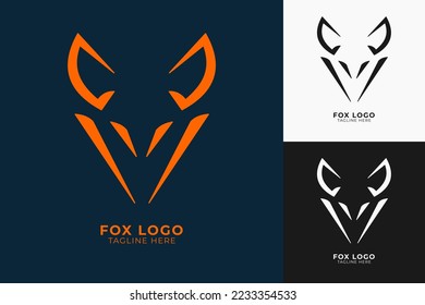 Fox logo minimalist design. modern shape unique head fox logo design