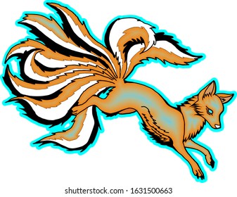 fox logo with a nine tail