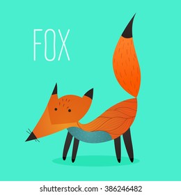 Fox logo on a green background. vector illustration,