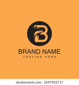 Fox logo on letter B vector template design
