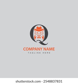 Fox logo on letter Q vector template design
