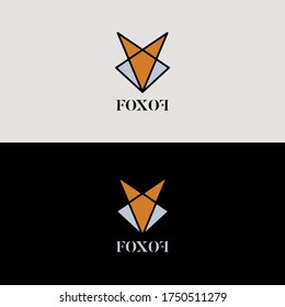 Fox logo. Orange fox logo vector icon design.fox logo line illustration.