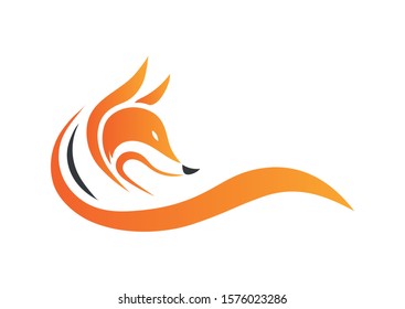 Fox logo. Rocket and fire logotype. Animal icon. Fox way sign. Web banner. Vector design illustration. 